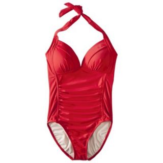 Merona Womens Halter 1 Piece Swimsuit  Red L
