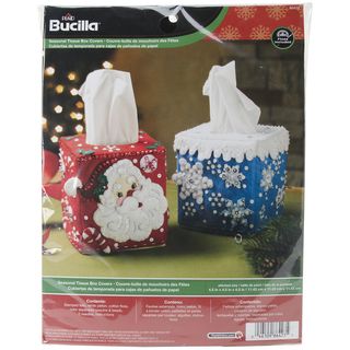 Seasonal Tissue Box Covers Felt Applique Kit 4 1/2x4 1/2 Set Of 2