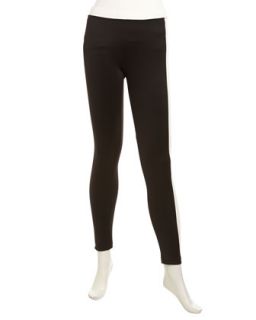 Formfitting Bicolor Pants, Black/Ivory