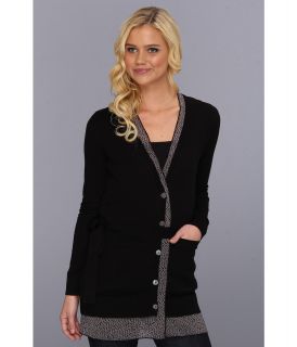 LAmade Long Cardi With Printed Lining Womens Long Sleeve Button Up (Black)