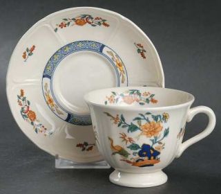 Wedgwood Chinese Teal Footed Cup & Saucer Set, Fine China Dinnerware   Rust Flor