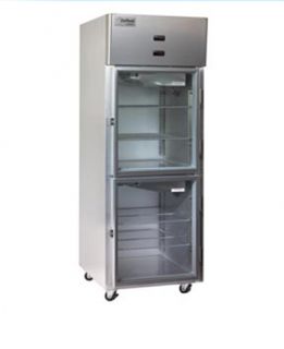 Delfield Scientific 29 Reach In Refrigerator/Freezer   (2) Glass Half Door, Stainless Exterior