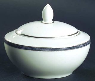 Royal Doulton Columbus Sugar Bowl & Lid, Fine China Dinnerware   Bone, Black/Whi