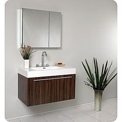 Fresca Vista Walnut Bathroom Vanity And Medicine Cabinet