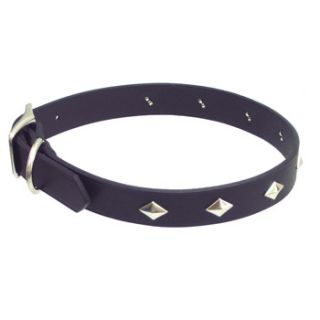  1 Diamond Stud Leather Collar in Black