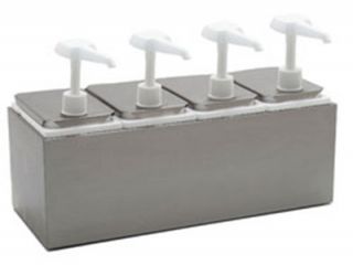 Carlisle Topping Rail Dispenser   19 1/4x7 3/4x12 1/2 Quad Unit, Stainless