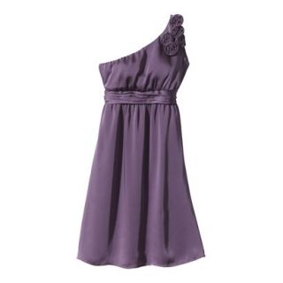 Womens Plus Size One Shoulder Rosette Chiffon Dress   Plum Spice 18W