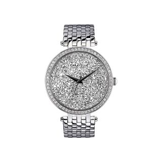 Caravelle New York Womens White Round Dial & Silver Tone Bracelet Watch