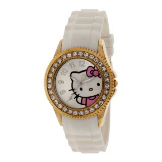 Hello Kitty Crystal Accent Watch, White, Womens