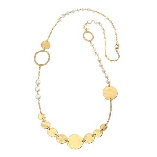 PALOMA & ELLIE Long Disc & Simulated Pearl Necklace, Womens