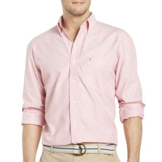 Izod Long Sleeve End on End Woven Shirt, Faded Rose, Mens