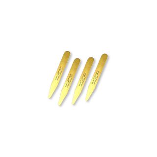 8 pc. Brass Engravable Collar Stays Set in Velvet Pouch, Gold, Mens