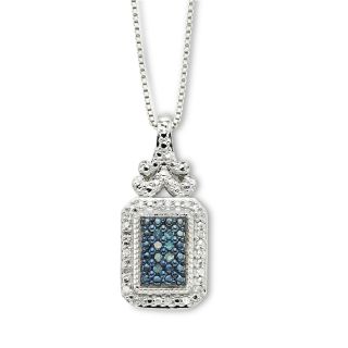 Sterling Silver 1/10 CT. T.W. White & Blue Diamond Pendant, Womens