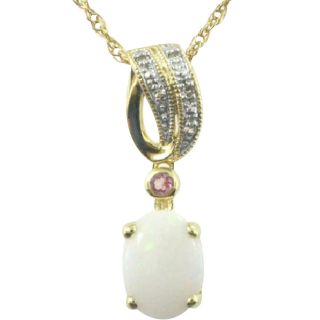 Opal, Tourmaline & Sapphire Pendant In 14K Gold Over Sterling Silver, Womens