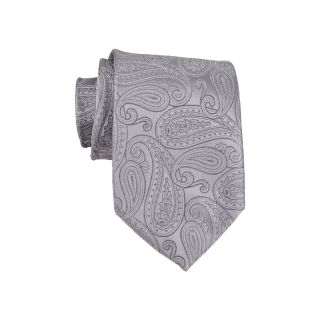 Stafford Buchanon Paisley Silk Tie, Silver, Mens