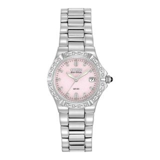 Citizen Eco Drive Womens Pink Diamond Accent Watch EW0890 58X