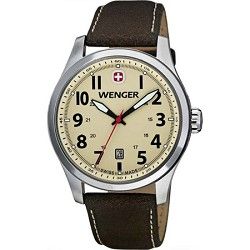 Wenger Mens Terragraph Watch   Sand Dial/Brown Leather Strap