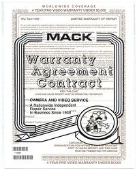 Mack Four Year Extended Warranty for Camcorder & Projectors valued up to $5000**