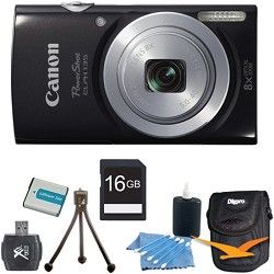 Canon PowerShot ELPH 135 16MP 8x Optical Zoom Digital Camera Black Kit