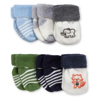 Carters 6 pk. Terry Animal Socks   Boys, Grn Nvy Org, Grn Nvy Org, Boys