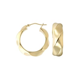 14K Gold Twist Hoop Earrings, Womens