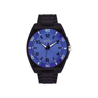 Caravelle New York Mens Blue with Black Rubber Strap Watch
