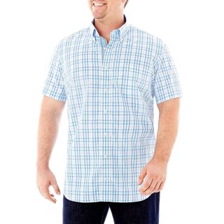 TAILORBYRD Short Sleeve Woven Shirt Big and Tall, Blue, Mens