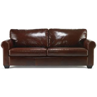 CLOSEOUT Possibilities Roll Arm Leather 59 Sofa, Brown