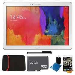 Samsung Galaxy Tab Pro 12.2 White 32GB Tablet, 32GB Card, Headphones, and Case