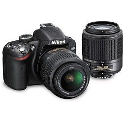Nikon D3200 24.2MP DSLR Camera Kit with 18 55mm VR and 55 200mm DX Lenses (Black