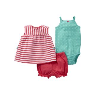 Carters Carter s Pink Striped 3 pc. Short Set   Girls newborn 24m