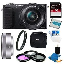 Sony NEX 3NL Black Digital Camera 16 50mm Lens 16GB 16mm f/2.8 Lens Bundle