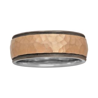 Mens 8mm Hammered Two Tone Band, Two Tone