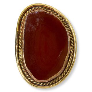 Aris by Treska Color Treated Brown Agate Statement Ring, Gold