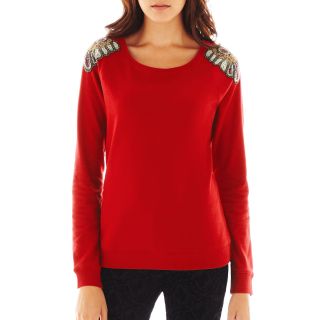 I Jeans By Buffalo Embellished Sweatshirt, Crimson, Womens