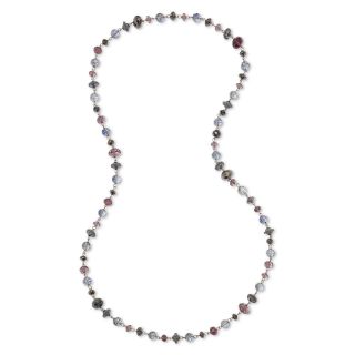 Hematite & Purple Bead Long Strand Necklace