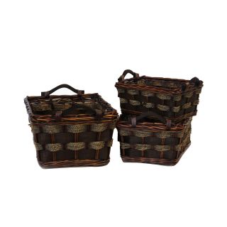 Baum Essex 3 Piece Willow/Seagrass Storage Basket Set, Brown