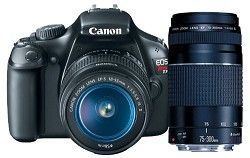 Canon EOS Rebel T3 SLR Digital Camera w/ 18 55mm & 75 300mm   Bundle Deal