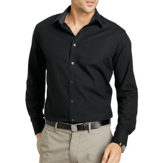 Van Heusen Original Button Front Shirt, Black, Mens