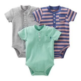 Carters Carter s 3 pk. Henley Bodysuits   Boys newborn 24m, Mint Multi, Mint