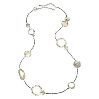 Circle & Disc Necklace, Gray