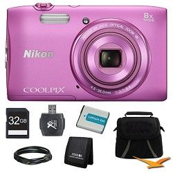 Nikon COOLPIX S3600 20.1MP 2.7 LCD 720p HD Video Digital Camera Pink Ultimate K