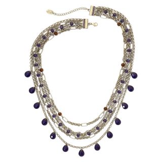 Smoky Topaz & Purple Stone Multi Chain Necklace, Gold