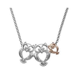 Sterling Silver Diamond Accent Owl Necklace, Womens