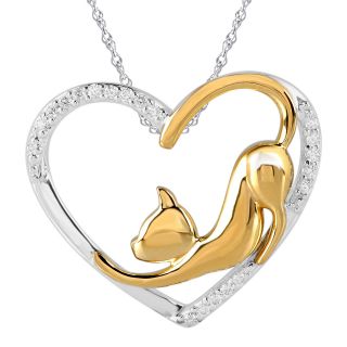 ASPCA Tender Voices 1/10 CT. T.W. Diamond Cat Heart Pendant, White, Womens