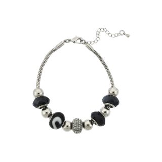 Bridge Jewelry Silver Plated Black Artisan Glass Bead Bracelet