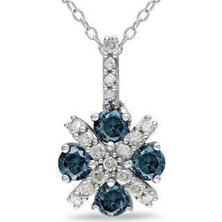 ONLINE ONLY   Blue Diamonds, Pendant 3/4 CT. T.W. Silver, White, Womens