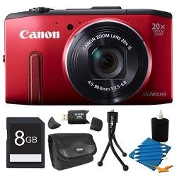 Canon PowerShot SX280 HS Red Digital Camera 8GB Bundle