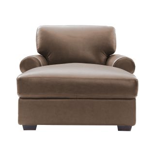 Leather Possibilities Roll Arm Chaise, Mink