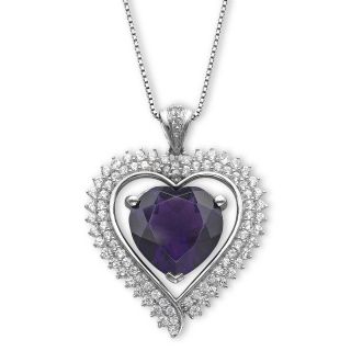 Lab Created Amethyst & White Sapphire Heart Pendant, Womens